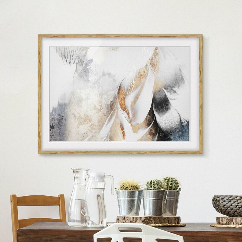 

Póster enmarcado - Oro pittura astratta inverno Dimensión LxA: 30cm x 40cm, Marco: Roble