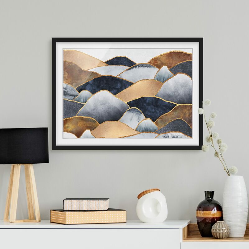 

Póster enmarcado - Oro Monti Acquerello Dimensión LxA: 70cm x 100cm, Marco: Negro
