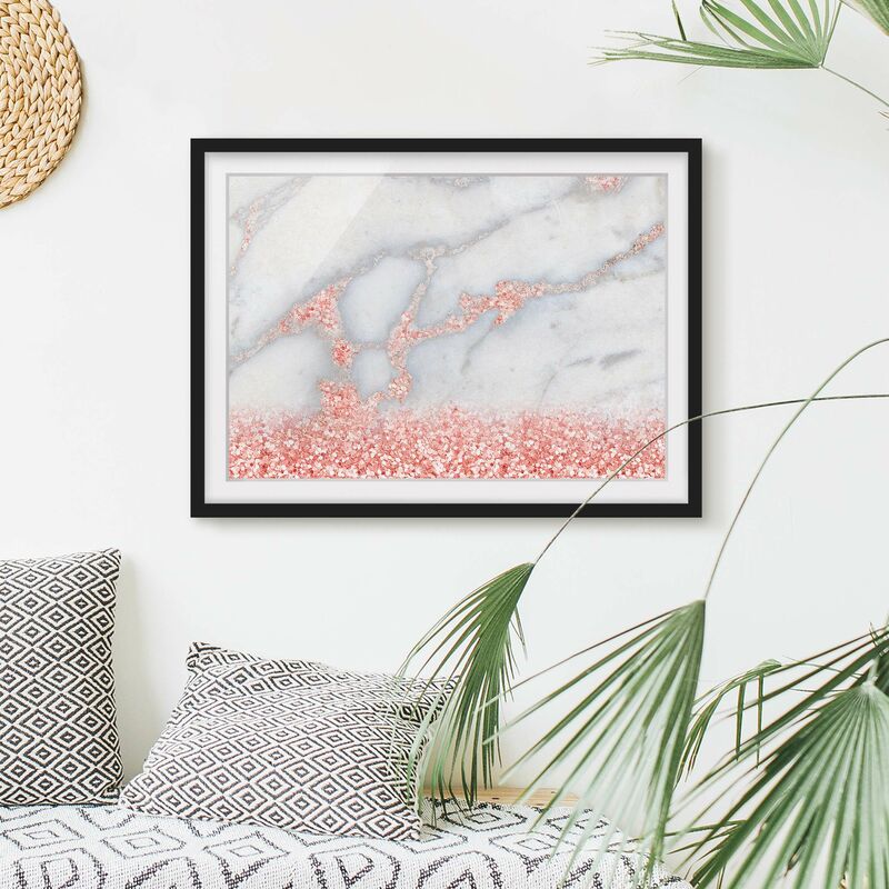 

Póster enmarcado - Ottica marmo con Rosa Confetti Dimensión LxA: 18cm x 24cm, Marco: Negro