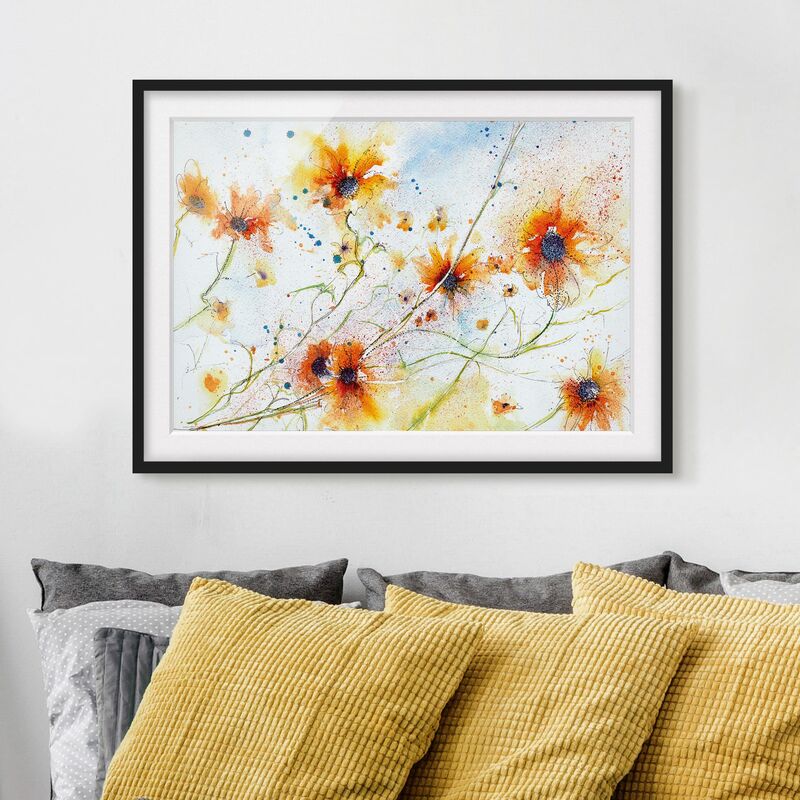 

Póster enmarcado - Painted Flowers Dimensión LxA: 70cm x 100cm, Marco: Negro