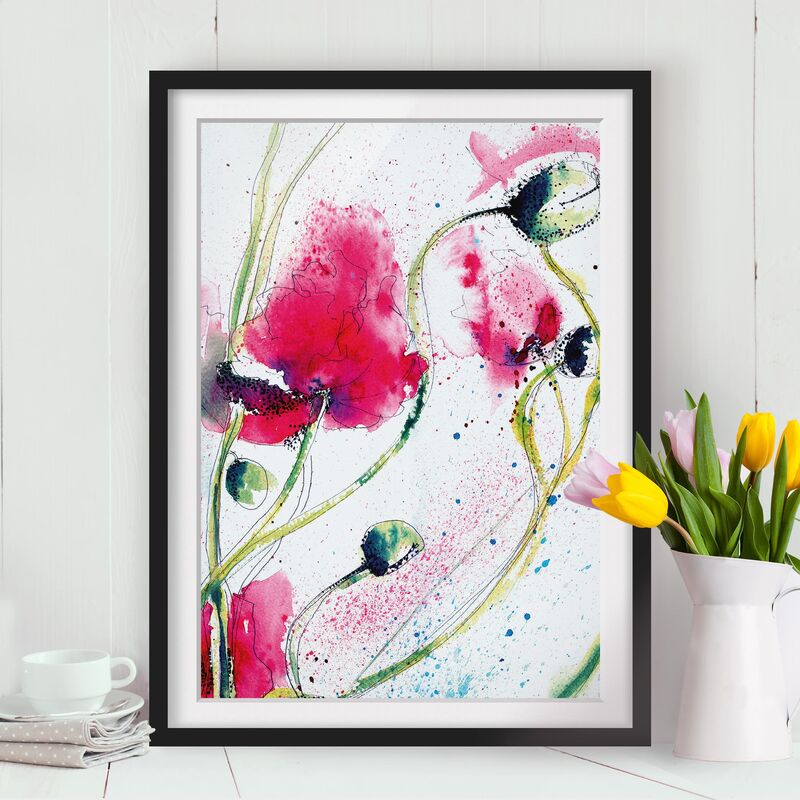 

Póster enmarcado - Painted Poppies Dimensión LxA: 55cm x 40cm, Marco: Negro
