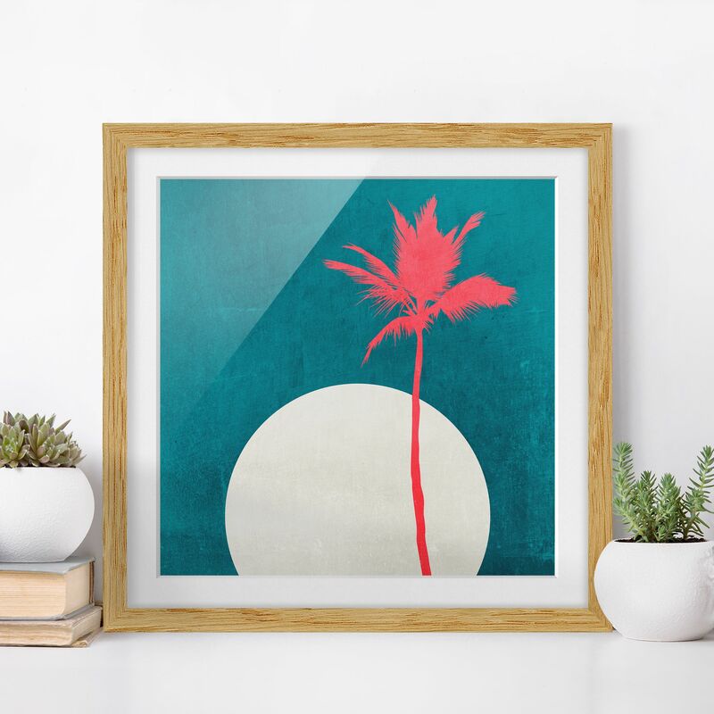 

Póster enmarcado - Palme caraibiche Dimensión LxA: 30cm x 30cm, Marco: Roble