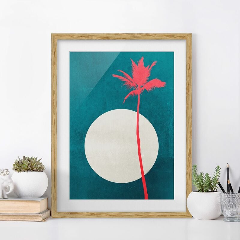 

Póster enmarcado - Palme caraibiche Dimensión LxA: 70cm x 50cm, Marco: Roble