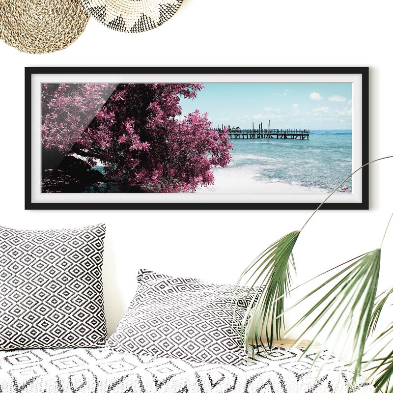 

Póster enmarcado - Paradise Beach Isla Mujeres Dimensión LxA: 50cm x 130cm, Marco: Negro
