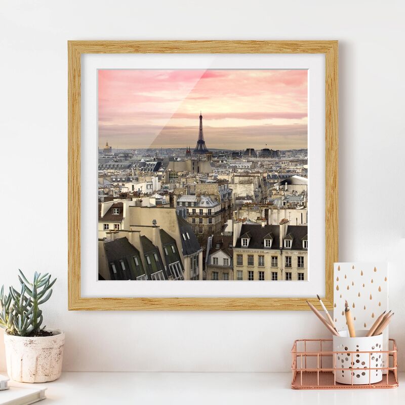 

Póster enmarcado - Paris Close Dimensión LxA: 70cm x 70cm, Marco: Roble