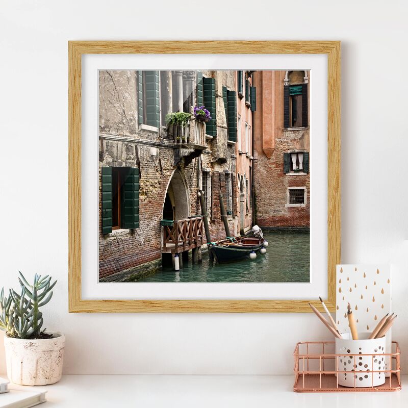 

Póster enmarcado - Parking Venice Dimensión LxA: 70cm x 70cm, Marco: Roble