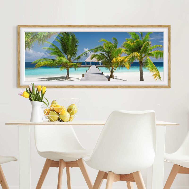 

Póster enmarcado - Passerella A Paradise Dimensión LxA: 30cm x 75cm, Marco: Roble