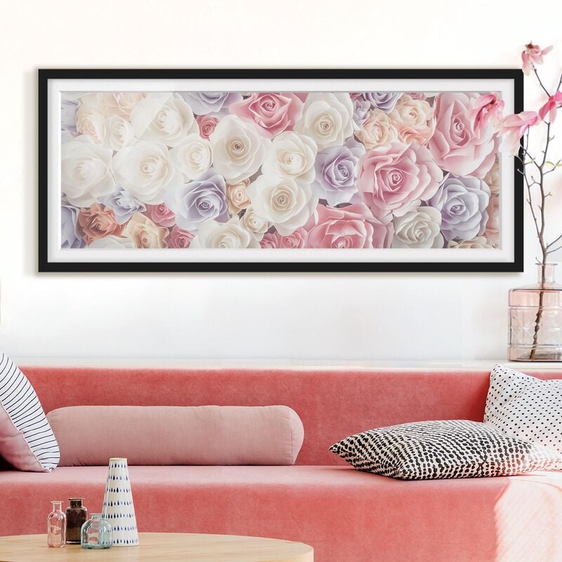 

Póster enmarcado - Pastello Rose Di Carta D'Arte Dimensión LxA: 20cm x 50cm, Marco: Negro