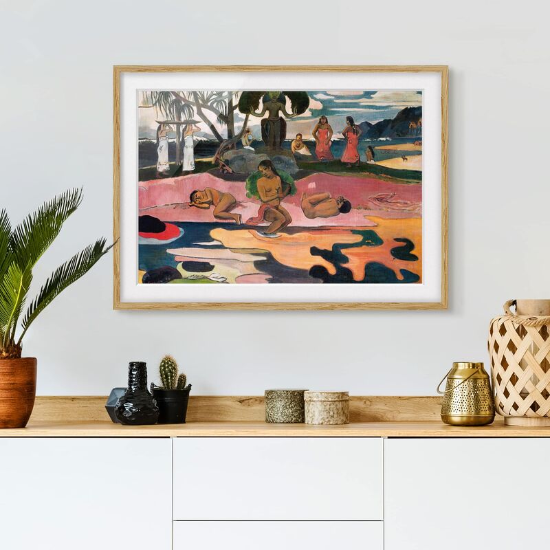

Póster enmarcado - Paul Gauguin - God's Day Dimensión LxA: 50cm x 70cm, Marco: Roble