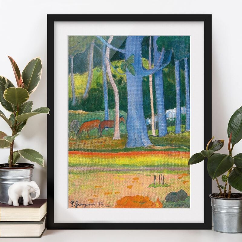 

Póster enmarcado - Paul Gauguin - Landscape With Blue Tree Trunks Dimensión LxA: 55cm x 40cm, Marco: Negro
