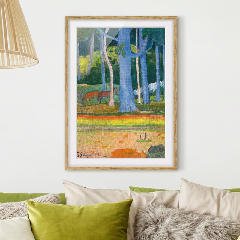 

Póster enmarcado - Paul Gauguin - Landscape With Blue Tree Trunks Dimensión LxA: 24cm x 18cm, Marco: Roble