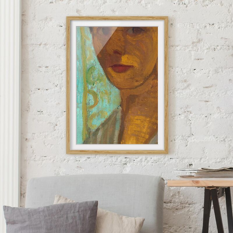 

Póster enmarcado - Paula Modersohn-Becker - Self-Portrait With A Hat And Veil Dimensión LxA: 100cm x 70cm, Marco: Roble