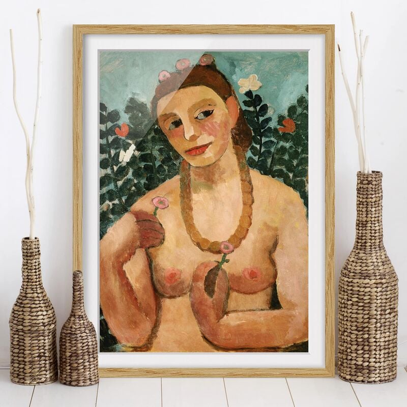 

Póster enmarcado - Paula Modersohn-Becker - Self Portrait With Amber Necklace Dimensión LxA: 24cm x 18cm, Marco: Roble