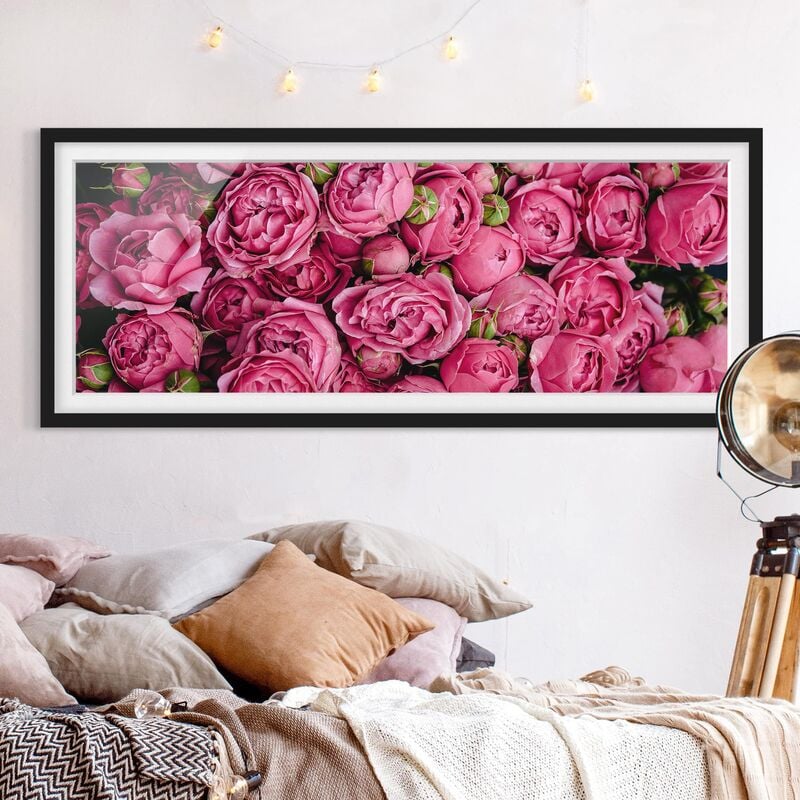 

Póster enmarcado - peonie rosa Dimensión LxA: 50cm x 130cm, Marco: Negro