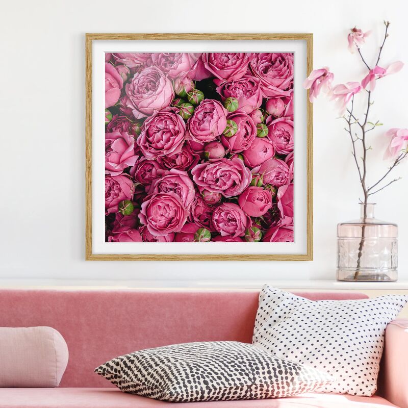 

Póster enmarcado - peonie rosa Dimensión LxA: 70cm x 70cm, Marco: Roble