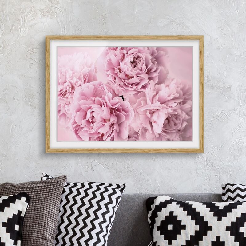 

Póster enmarcado - peonie rosa Dimensión LxA: 70cm x 100cm, Marco: Roble