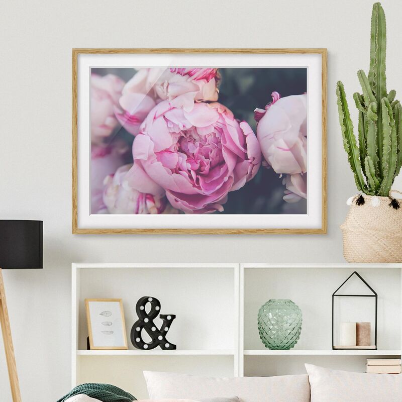 

Póster enmarcado - Peony fiore misero Dimensión LxA: 70cm x 100cm, Marco: Roble