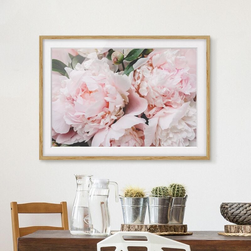 

Póster enmarcado - Peonie rosa chiaro Dimensión LxA: 18cm x 24cm, Marco: Roble
