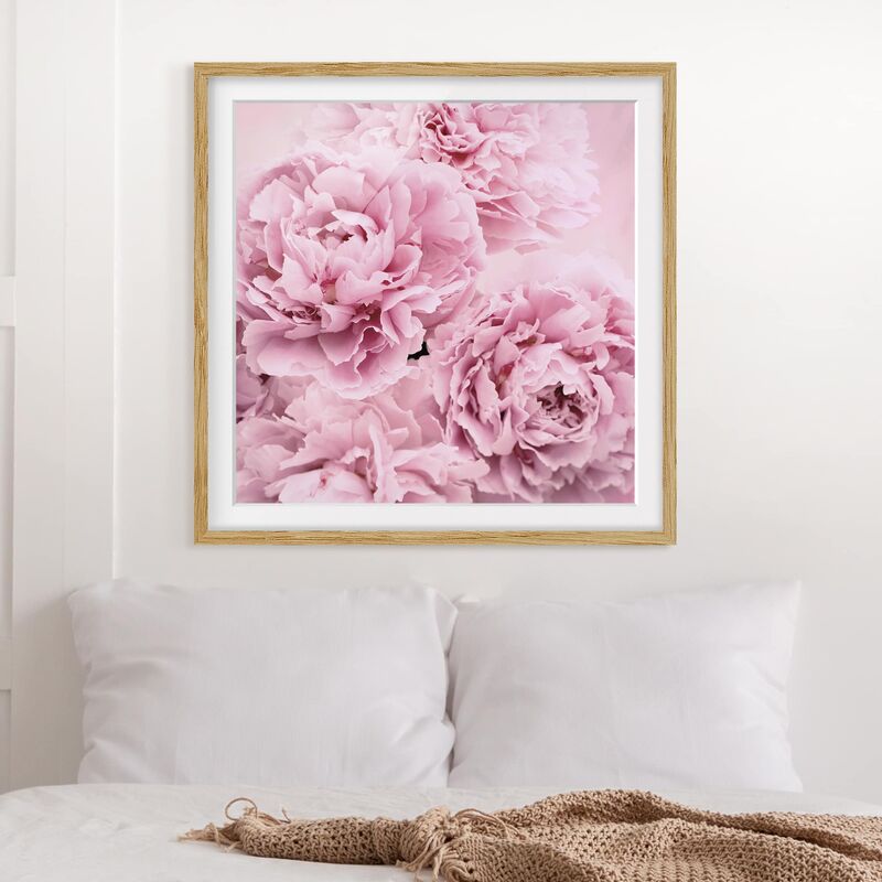 

Póster enmarcado - peonie rosa Dimensión LxA: 50cm x 50cm, Marco: Roble