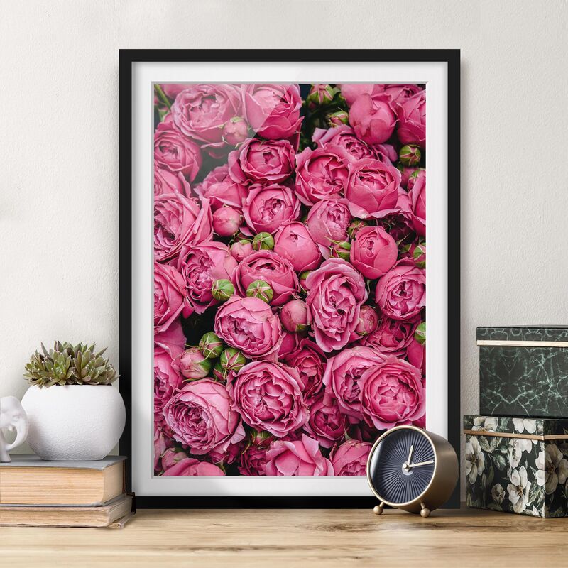 

Póster enmarcado - peonie rosa Dimensión LxA: 100cm x 70cm, Marco: Negro