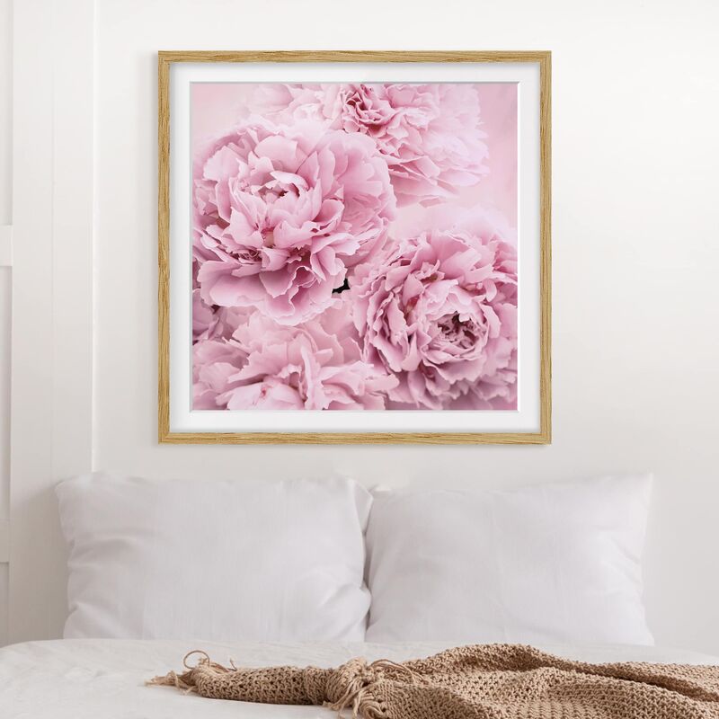 

Póster enmarcado - peonie rosa Dimensión LxA: 20cm x 20cm, Marco: Roble