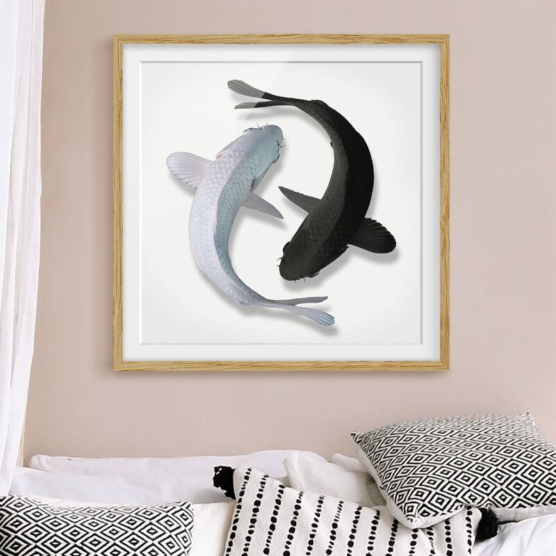 

Póster enmarcado - Pesce Ying Yang Dimensión LxA: 50cm x 50cm, Marco: Roble