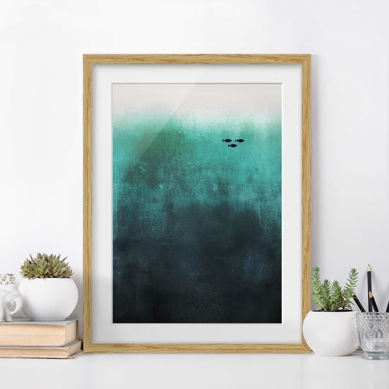 

Póster enmarcado - Pesci negli abissi Dimensión LxA: 24cm x 18cm, Marco: Roble