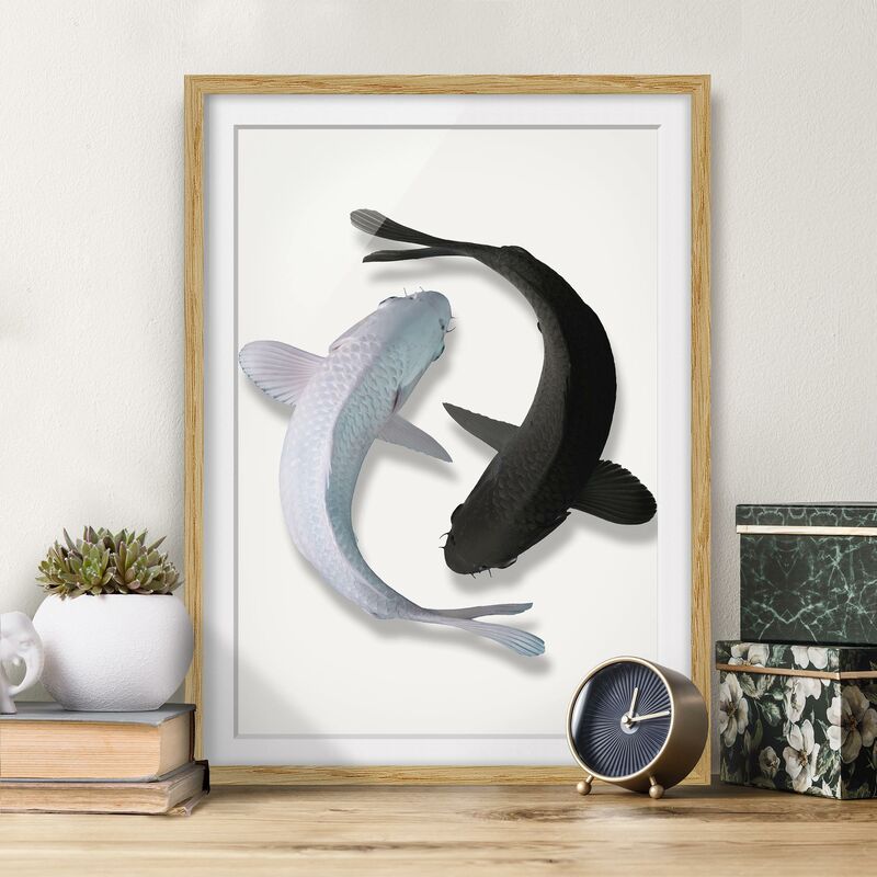 

Póster enmarcado - Pesce Ying Yang Dimensión LxA: 24cm x 18cm, Marco: Roble