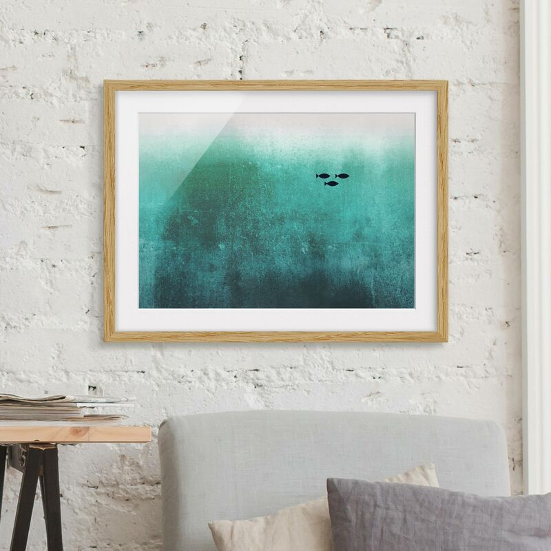 

Póster enmarcado - Pesci negli abissi Dimensión LxA: 40cm x 55cm, Marco: Roble