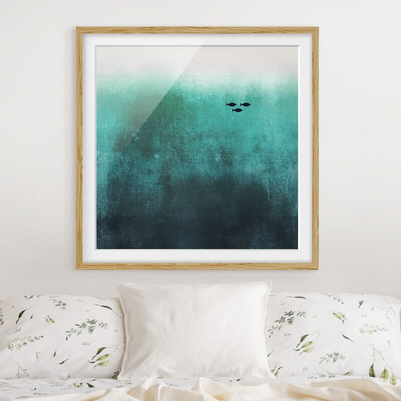 

Póster enmarcado - Pesci negli abissi Dimensión LxA: 50cm x 50cm, Marco: Roble