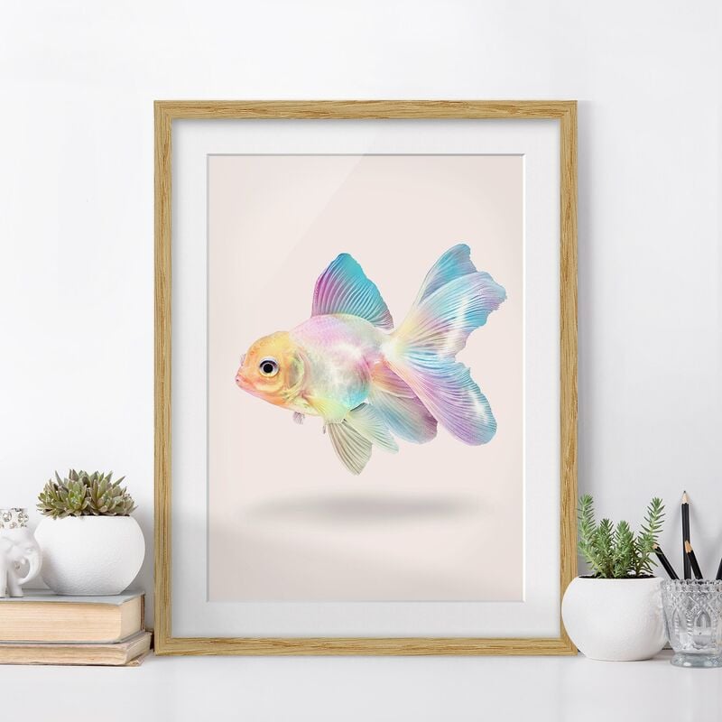 

Póster enmarcado - Pesce In Pastel Dimensión LxA: 100cm x 70cm, Marco: Roble