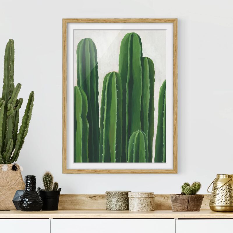 

Póster enmarcado - Piante Preferite - Cactus Dimensión LxA: 55cm x 40cm, Marco: Roble