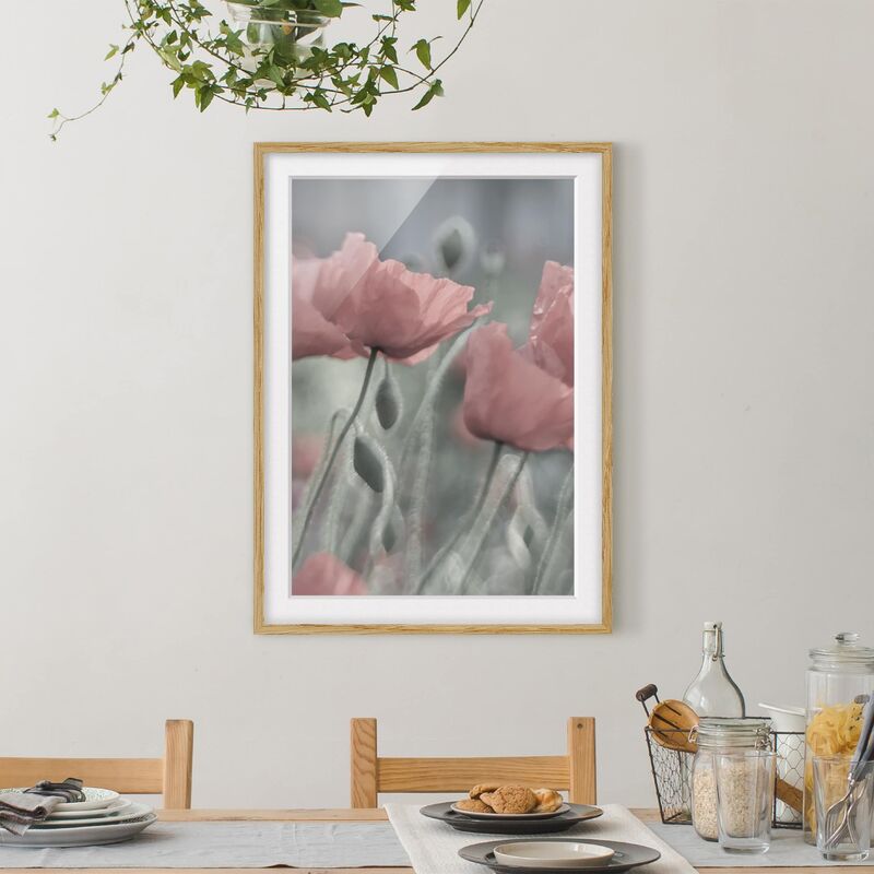 

Póster enmarcado - Picturesque Poppies Dimensión LxA: 70cm x 50cm, Marco: Roble