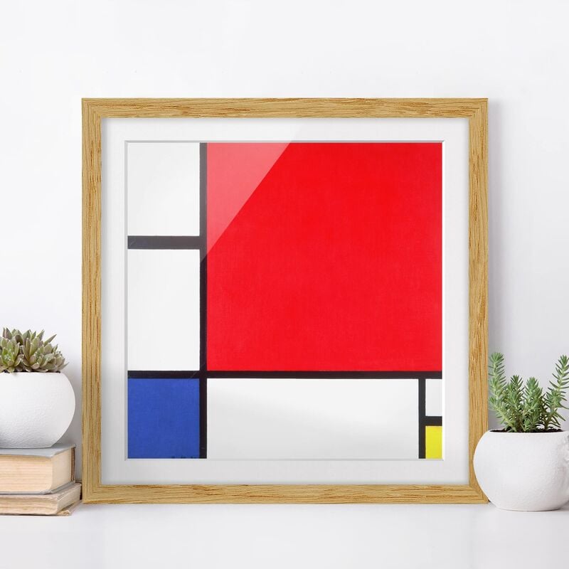 

Póster enmarcado - Piet Mondrian - Composition Red Blue Yellow Dimensión LxA: 50cm x 50cm, Marco: Roble