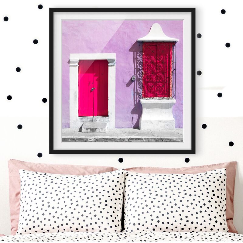 

Póster enmarcado - Pink Facade Pink Door Dimensión LxA: 20cm x 20cm, Marco: Negro