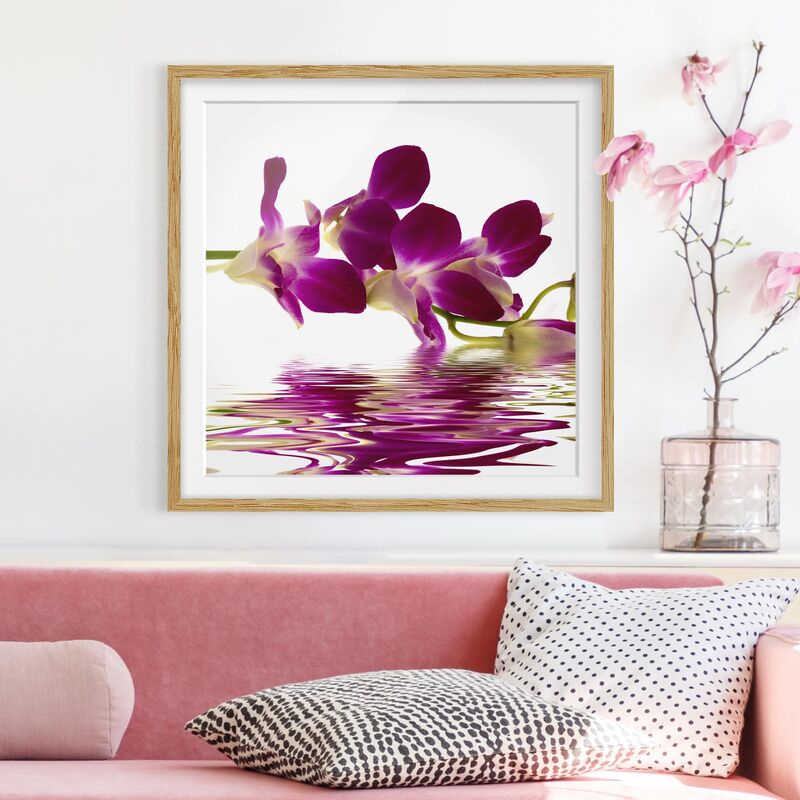 

Póster enmarcado - Pink Orchid Waters Dimensión LxA: 20cm x 20cm, Marco: Roble