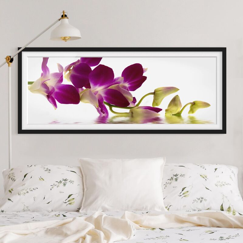 

Póster enmarcado - Pink Orchid Waters Dimensión LxA: 20cm x 50cm, Marco: Negro