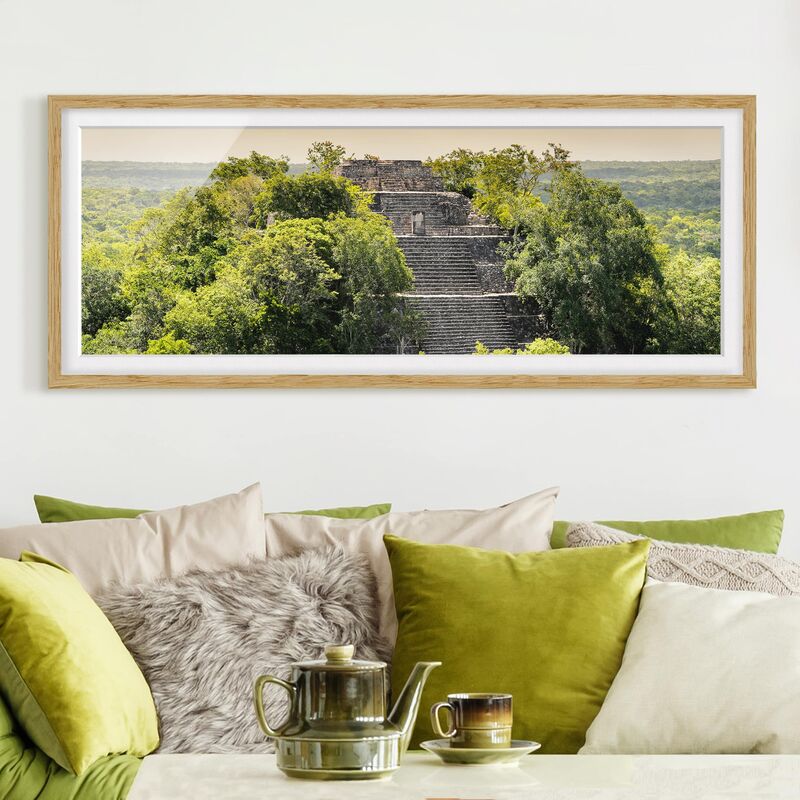 

Póster enmarcado - Piramide Di Calakmul Dimensión LxA: 20cm x 50cm, Marco: Roble