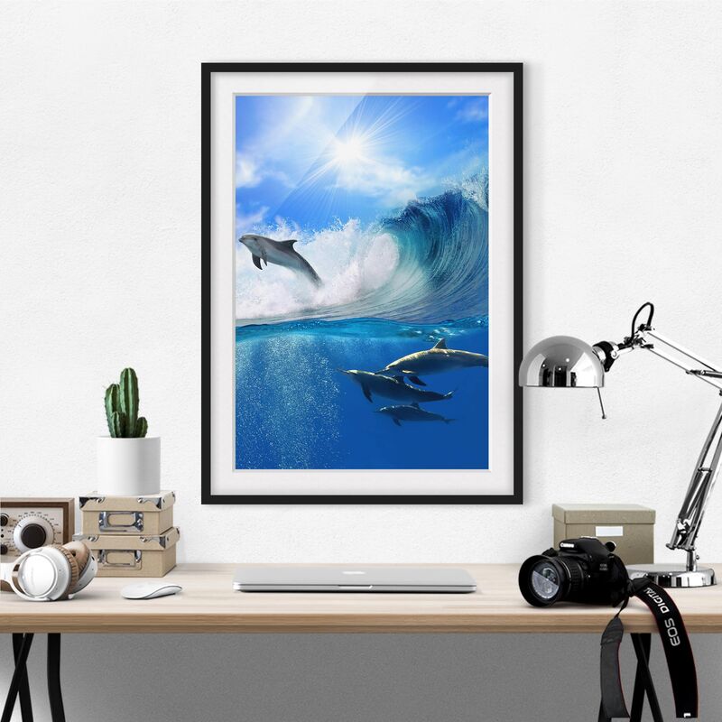 

Póster enmarcado - Playing Dolphins Dimensión LxA: 100cm x 70cm, Marco: Negro
