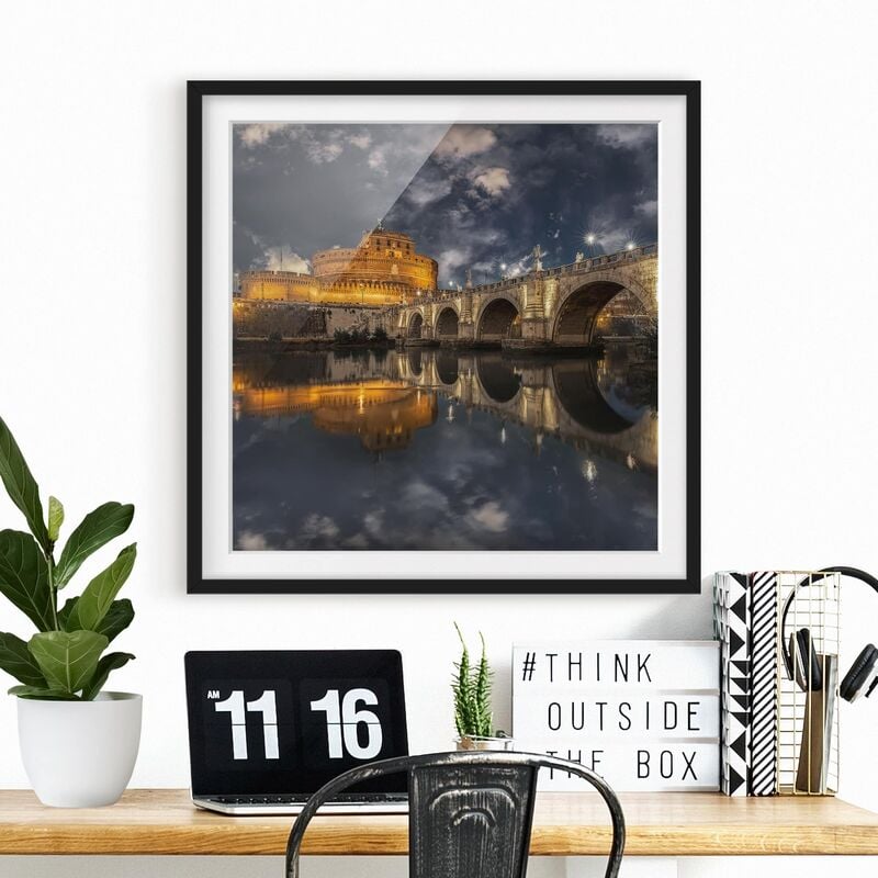 

Póster enmarcado - Ponte Sant'Angelo In Rome Dimensión LxA: 70cm x 70cm, Marco: Negro