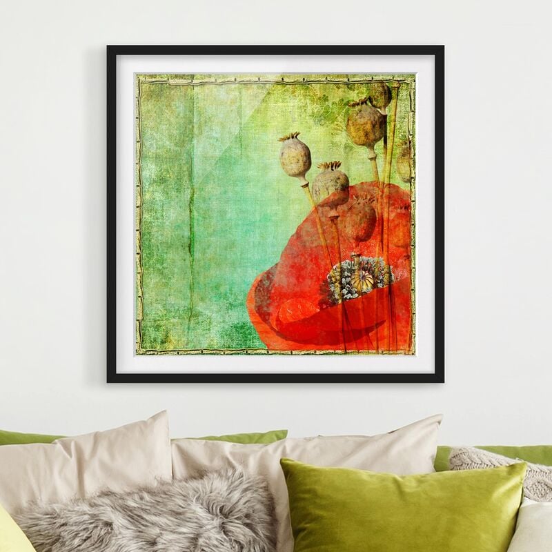 

Póster enmarcado - Poppy Stalks Dimensión LxA: 70cm x 70cm, Marco: Negro