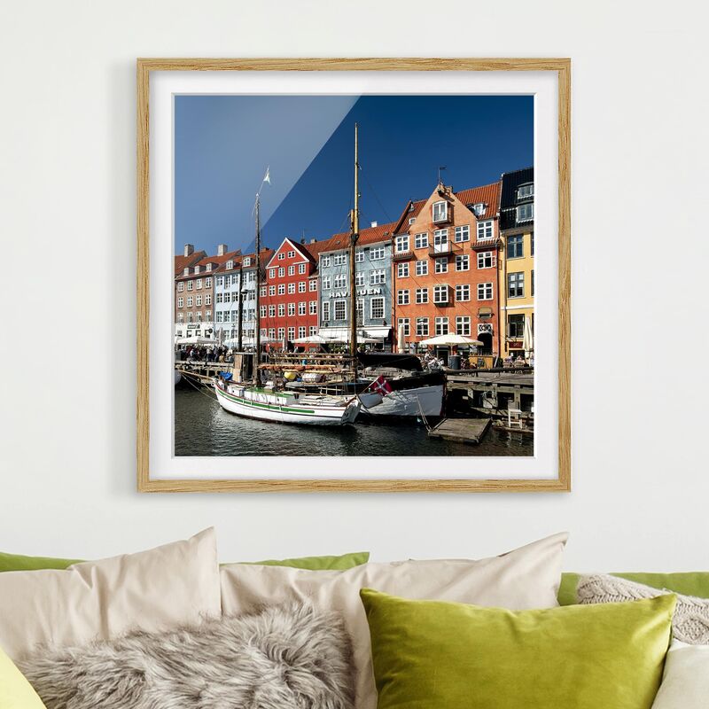 

Póster enmarcado - Port In Copenhagen Dimensión LxA: 50cm x 50cm, Marco: Roble