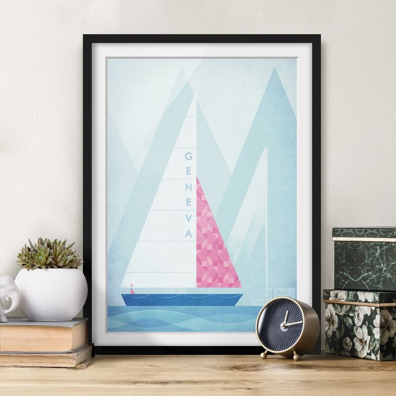 

Póster enmarcado - Poster di viaggio - Genova Dimensión LxA: 70cm x 50cm, Marco: Negro