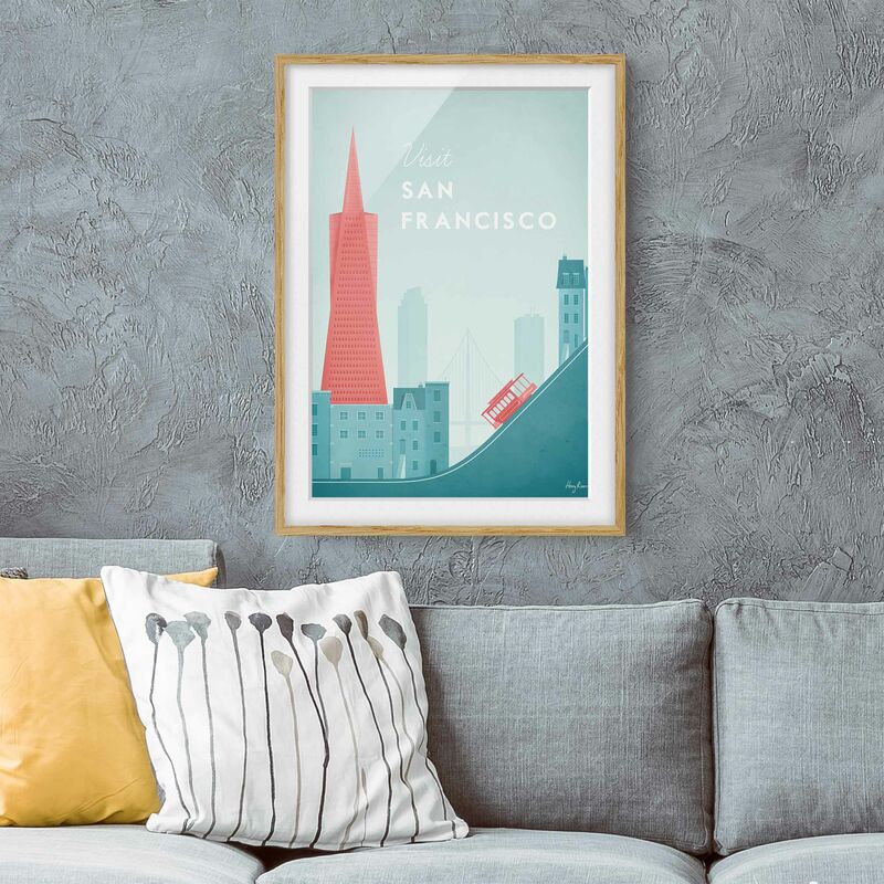 

Póster enmarcado - Poster Travel - San Francisco Dimensión LxA: 24cm x 18cm, Marco: Roble