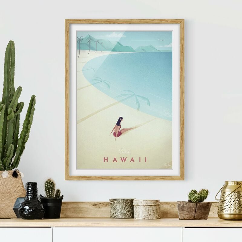 

Póster enmarcado - Poster Viaggi - Hawaii Dimensión LxA: 55cm x 40cm, Marco: Roble