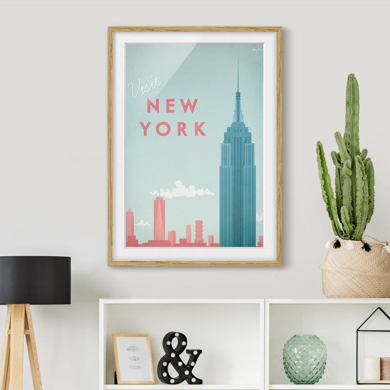 

Póster enmarcado - Poster Viaggi - New York Dimensión LxA: 70cm x 50cm, Marco: Roble