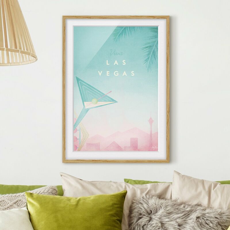 

Póster enmarcado - Poster Viaggi - Viva Las Vegas Dimensión LxA: 55cm x 40cm, Marco: Roble