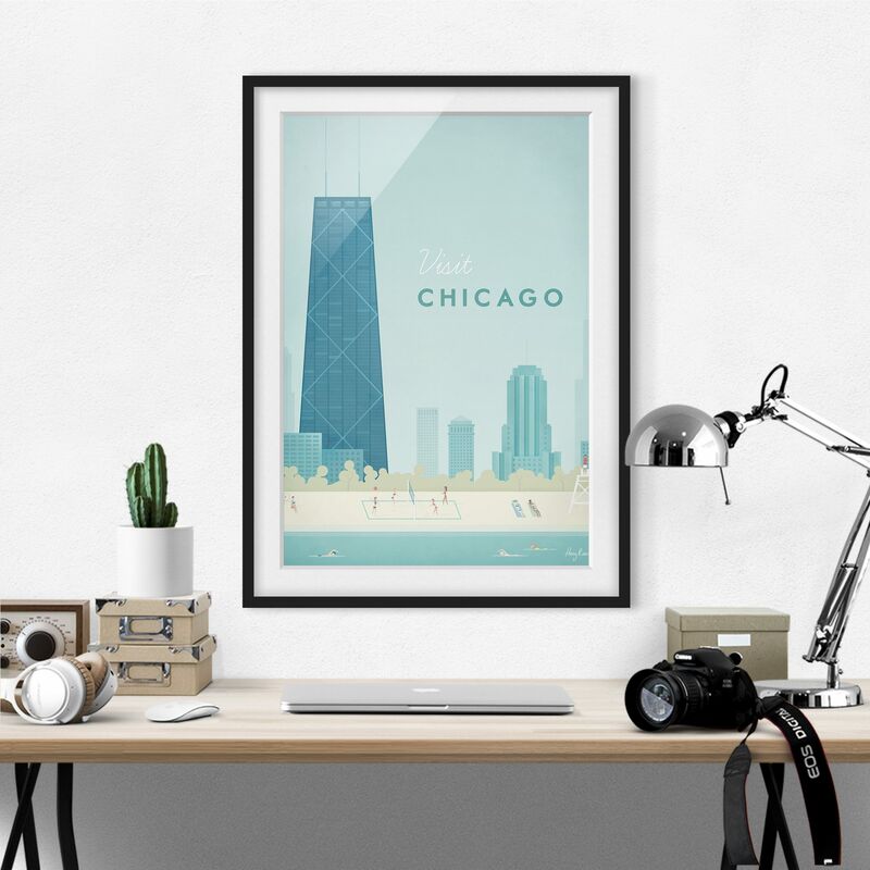 

Póster enmarcado - Poster viaggio - Chicago Dimensión LxA: 70cm x 50cm, Marco: Negro