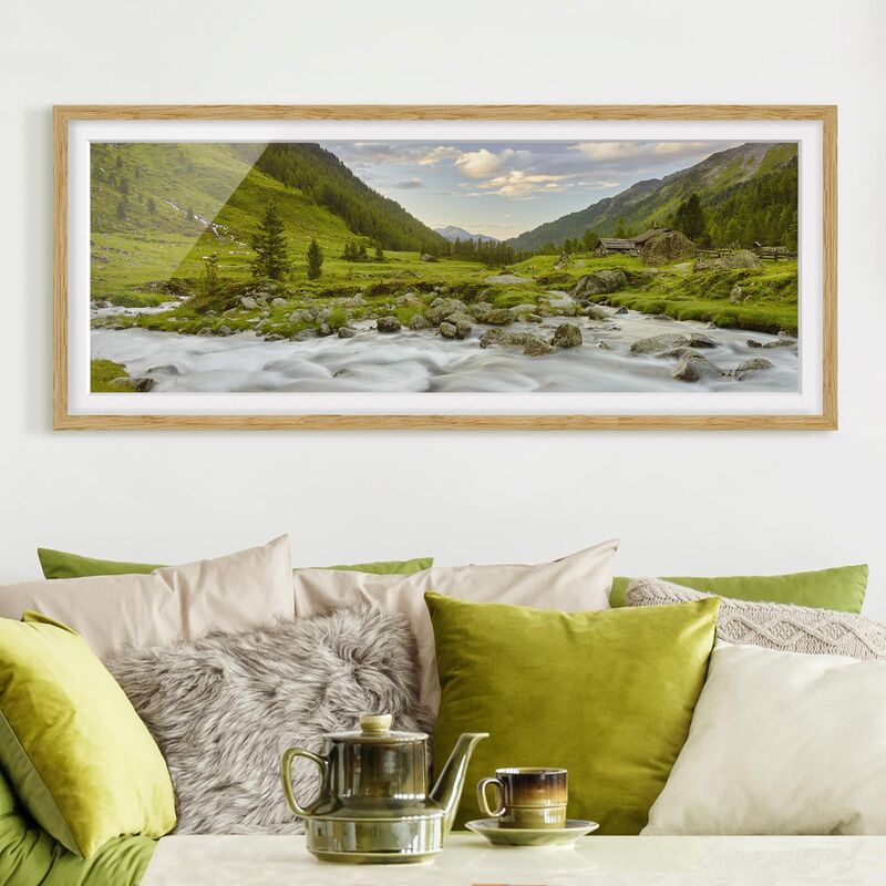 

Póster enmarcado - Prato Alpino Tirol Dimensión LxA: 30cm x 75cm, Marco: Roble