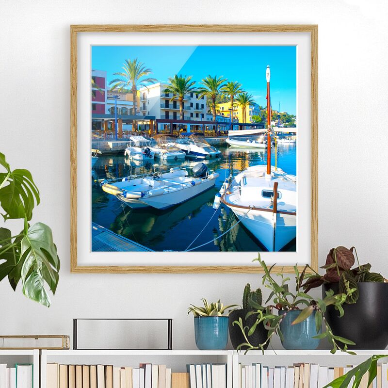 

Póster enmarcado - Puerto Andratx In Mallorca Dimensión LxA: 70cm x 70cm, Marco: Roble